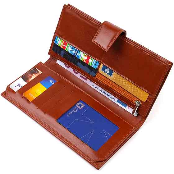 Практичне вертикальне чоловіче портмоне з натуральної гладкої шкіри CANPELLINI 21721 Коричневе Київ