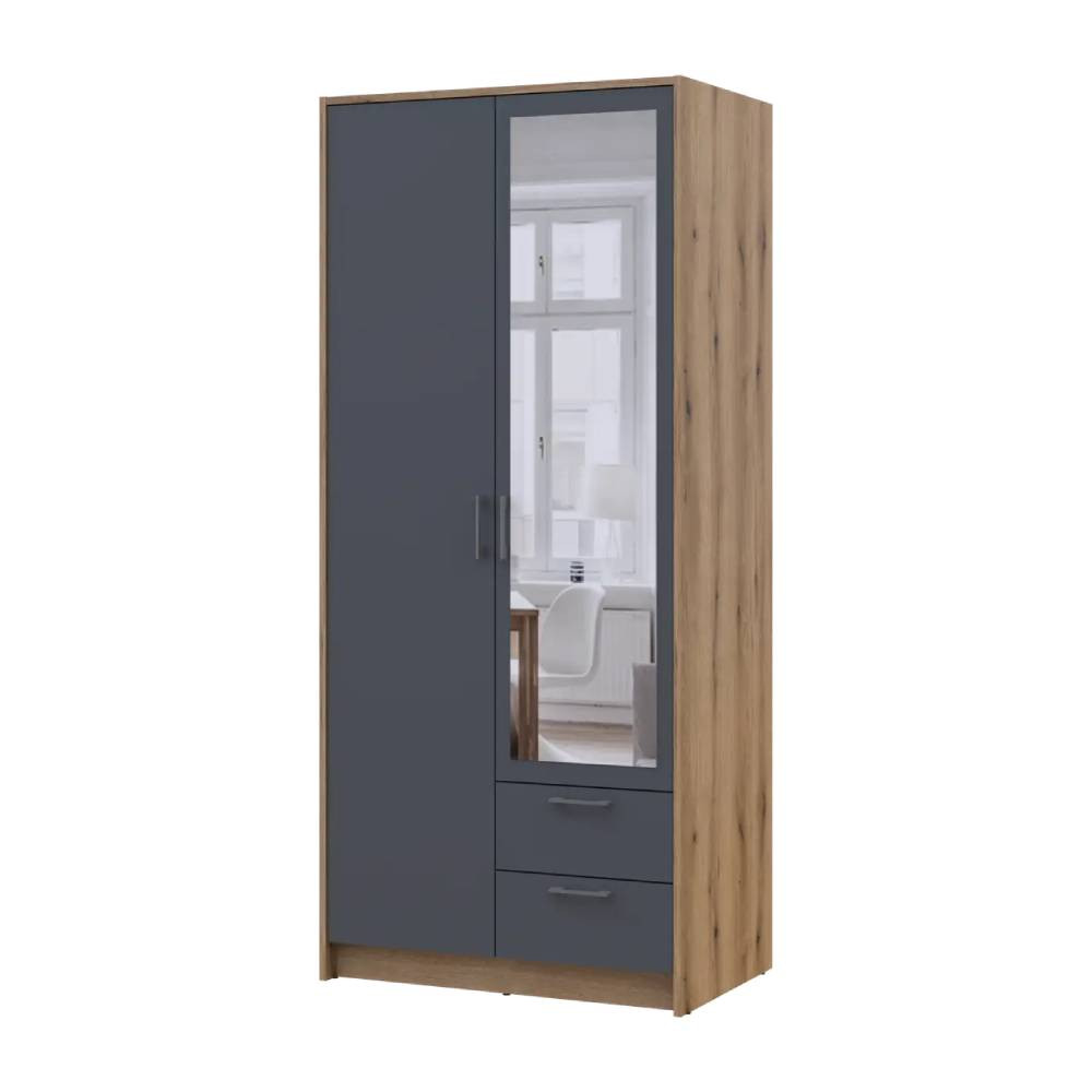 Шкаф для одежды Doros Ронди с зеркалом Дуб Артизан/Графит 2ДСП 82х52х195 DRS-011669 (80737806) Львов - изображение 1