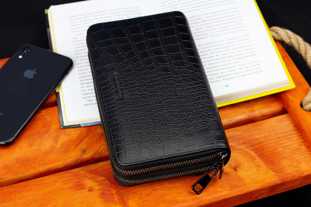 Стильний чоловічий клатч з двома відділеннями на блискавці з натуральної шкіри Marco Coverna Чорний Київ - фото 10