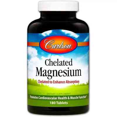 Минералы Carlson Магний Хелат, Chelated Magnesium, 180 таблеток (CL5612) Винница