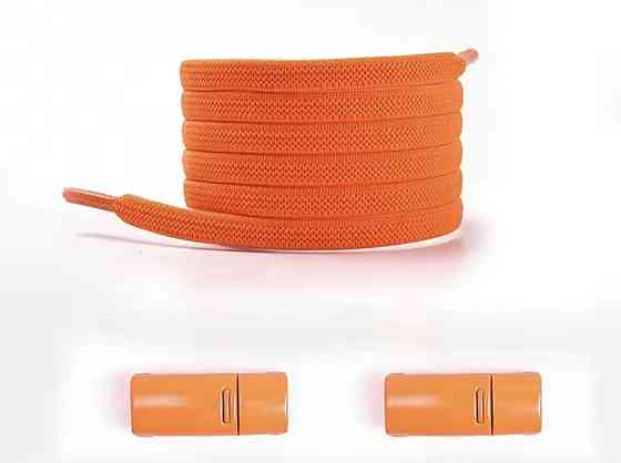 Еластичні шнурки без зав'язок з магнітними застібками в один колір 5 мм  Помаранчевий Сміла