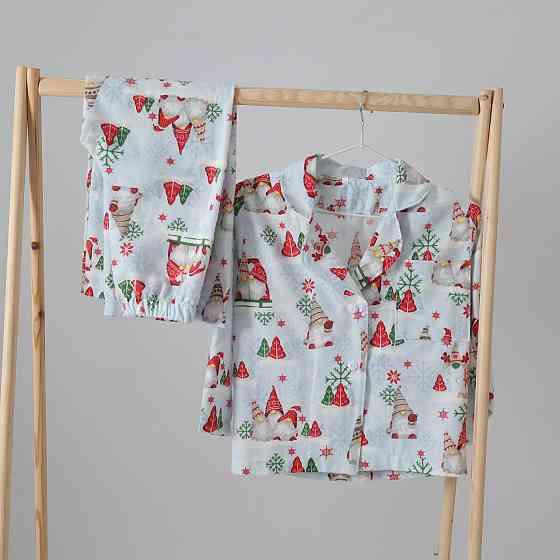 Фемелі новорічні теплі піжами з гномами жіноча та дитяча (сорочка+штани) Кам'янець-Подільський