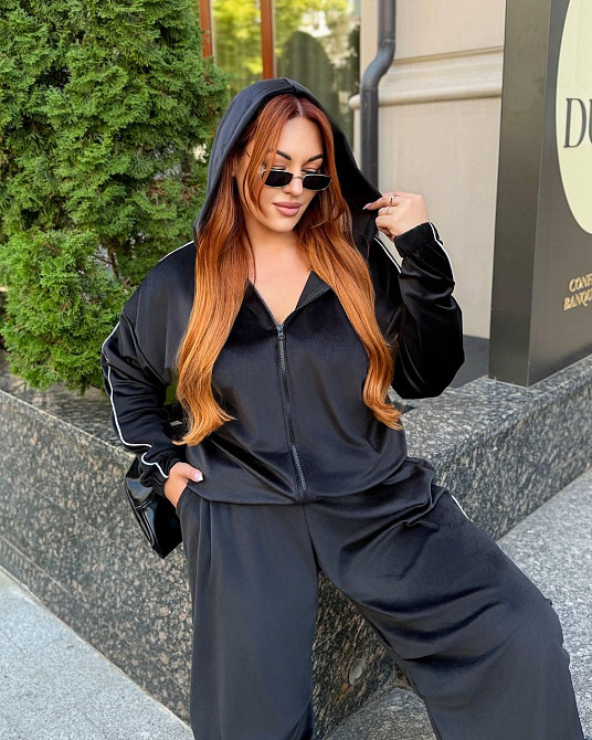 Жіночий стильний комфортний костюм двійка велюр спорт Premium Одеса - фото 3