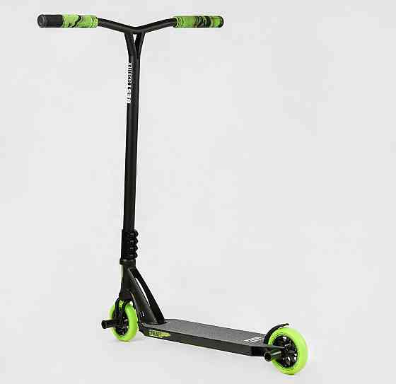 Самокат трюковий Best Scooter SCS-система пеги алюмінієвий диск та дека Чорно-зелений (MT-60611) Чернігів