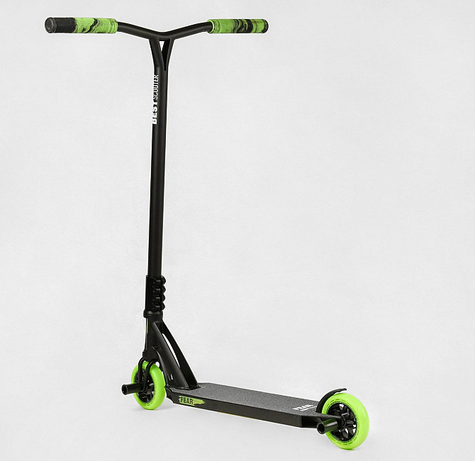 Самокат трюковий Best Scooter SCS-система пеги алюмінієвий диск та дека Чорно-зелений (MT-60611) Чернігів - фото 4