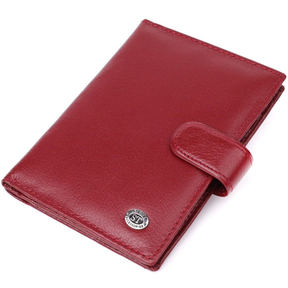 Стильная обложка на документы для женщин из натуральной кожи ST Leather 23117 Бордовый Киев - изображение 1