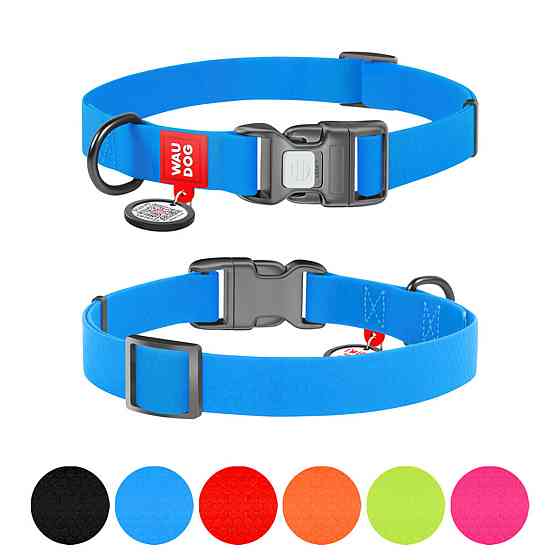 Ошейник для собак водостойкий WAUDOG Waterproof c QR паспортом, пластиковая пряжка-фастекс, Ш 25 мм, Длинна 38-58 см, голубой Киев