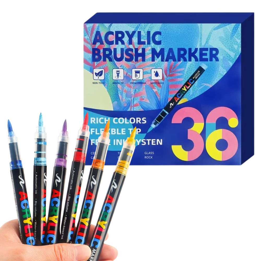 Маркери акрилові, набір 36 шт для малювання та творчості, преміум-якість, маркери для тканини, дерева та кераміки Кам'янець-Подільський - фото 9