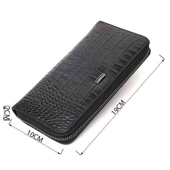 Вместительный женский кошелек из натуральной кожи с тиснением под крокодила BOND 21980 Черный Киев