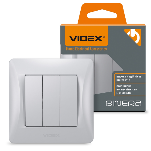 BINERA срібний шовк Вимикач внутрішній 3кл Videx Житомир