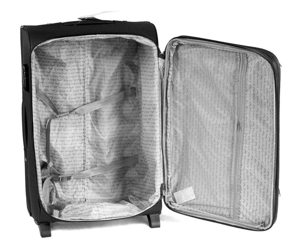 Валіза тканинна WINGS 1701 середня 64 см 2 колеса чорна Київ - фото 5