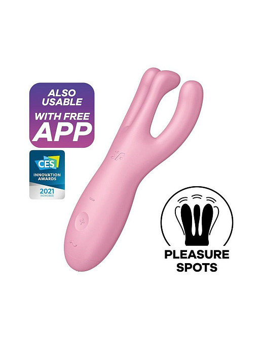 Кліторальний смарт-вібратор Satisfyer Threesome 4 Pink з трьома пальчиками Sex Aura Київ - фото 1