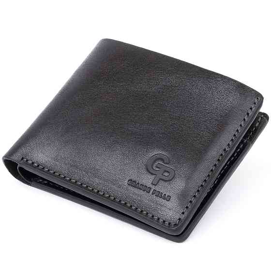 Портмоне вертикальное с круглым магнитом на два отделения GRANDE PELLE 11306 Черное Киев