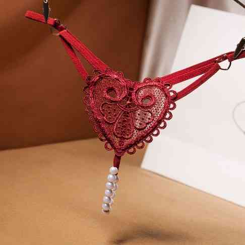 Еротичні стрінги з бусами універсальний бордовий Київ