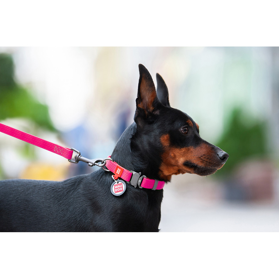Ошейник для собак водостойкий WAUDOG Waterproof c QR паспортом, металічна пряжка-фастекс, Ш 25 мм, Дов 34-49 см, рожевий Київ - фото 4