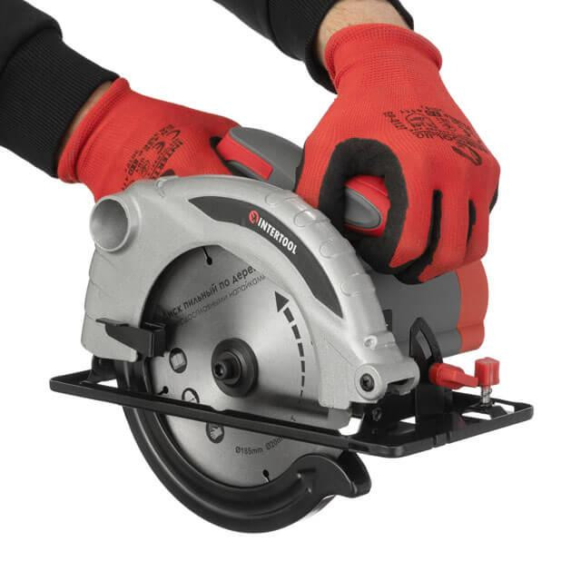 Пила дискова INTERTOOL DT-0613,1,3 кВт, 5000 об/хв, кут 90-45°, глибина розпилу 41/57 мм, диск 185×20 мм, Електрична пила Львів - фото 10