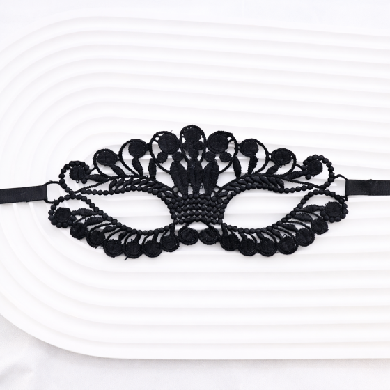 Маска карнавальная кружевная с декором one size черный Киев