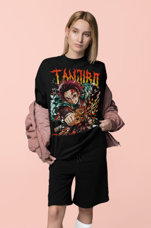 Футболка для мальчика аниме Истребитель демонов оверсайз (рост от 165 до 180 ) Черний AnimeJ0745m Днепр