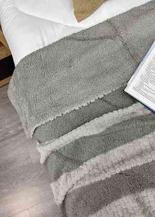 Плед 200х230 см (+-10см) Рогожка на овчині "Тедді" колір сірий (87-293) Київ