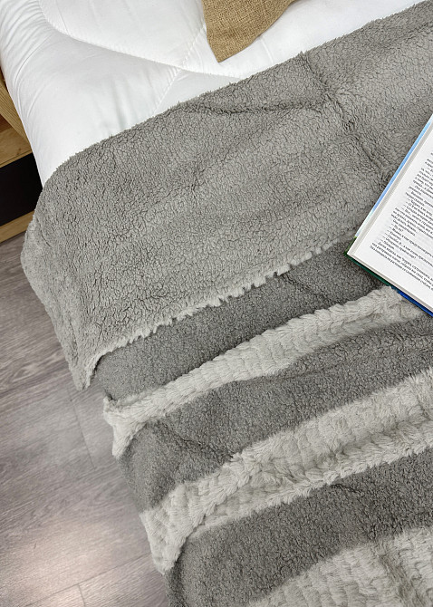 Плед 200х230 см (+-10см) Рогожка на овчине 