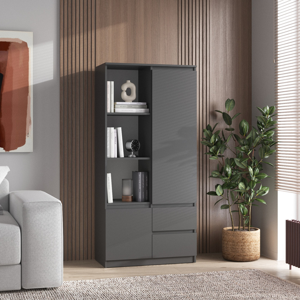 Шафа для книг VAYS R-26, пенал з полицями та шухлядами, ЛДСП, 80×40×170 см - для дому, офісу, вітальні Львів - фото 2