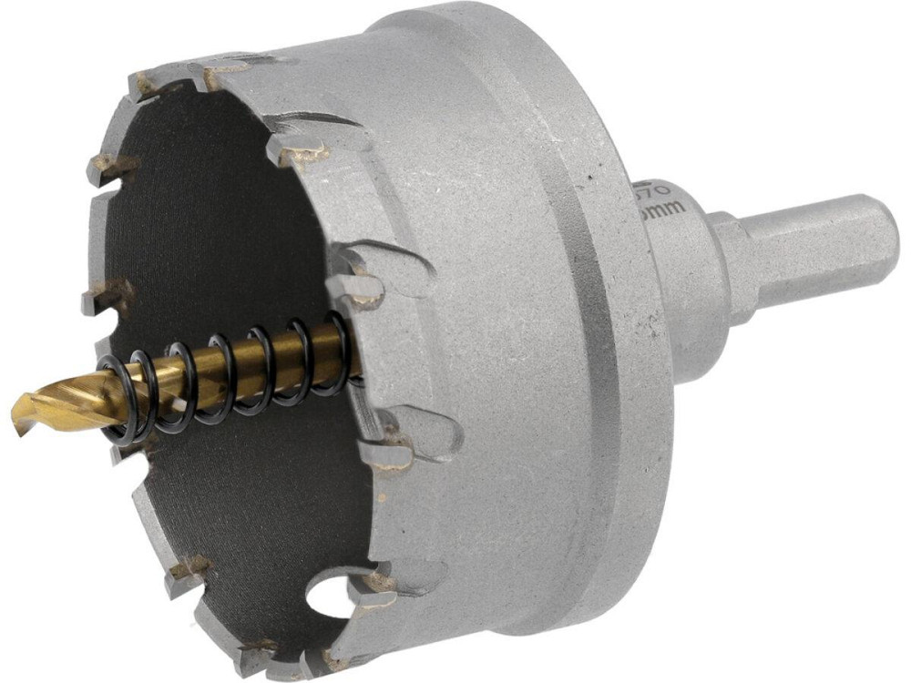 Свердло коронка по металу TCT YATO: Ø65 x 103 мм, товщ. до 25мм, з напрямним, 6-гран. хвост 3/8