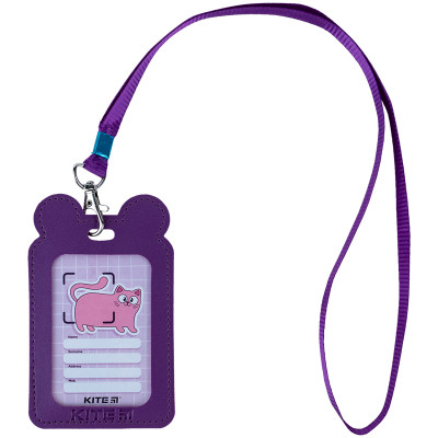 Бейдж Kite вертикальный на шнурке, фиолетовый (K24-296-1) Винница - изображение 3