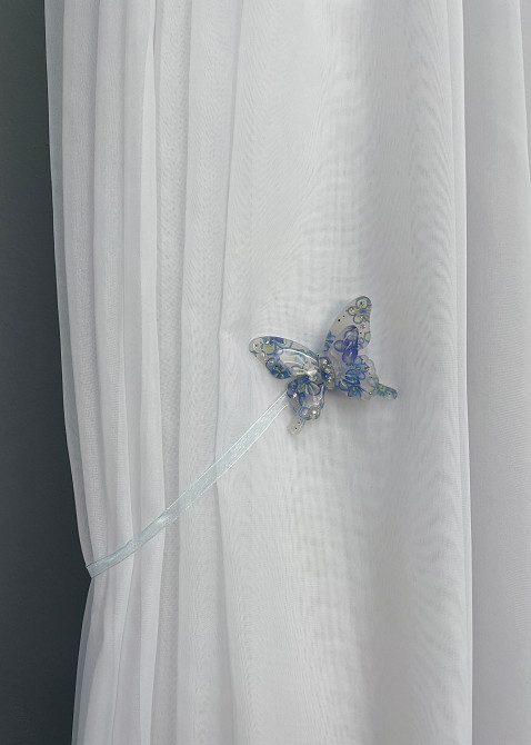 Магниты для штор и гардин Бабочка Люси набор 2 шт Голубой (81-168) Киев - изображение 5