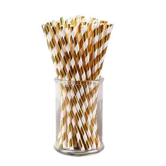 Коктейльні трубочки 25 штук 20 см золотисто-білий Київ