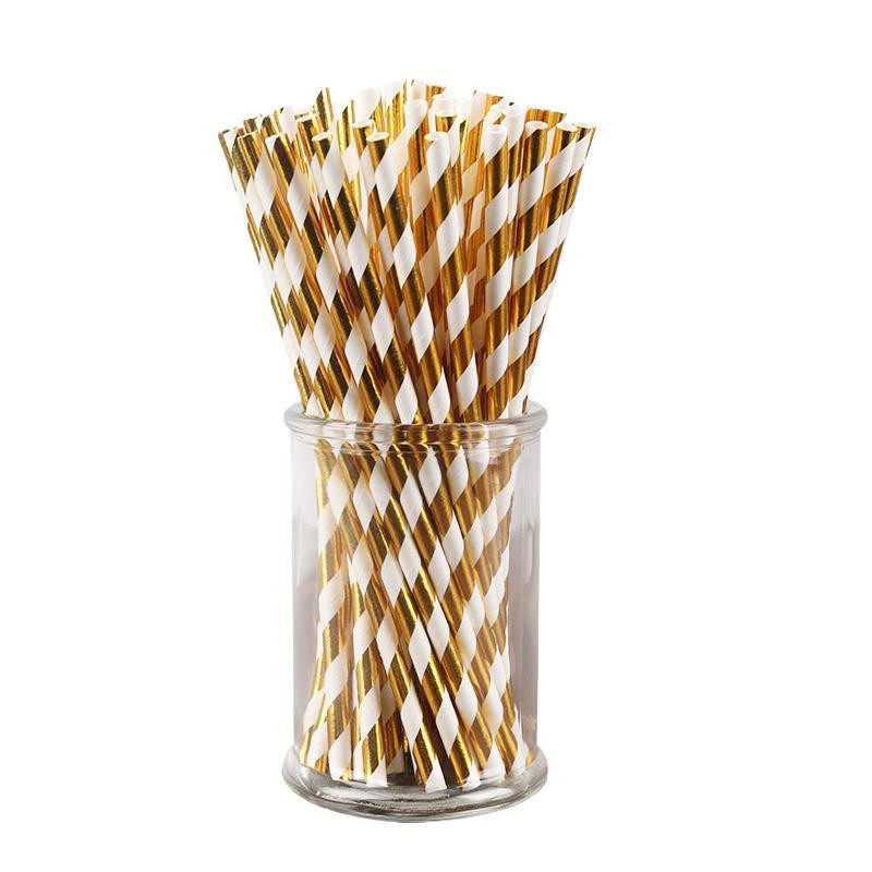 Коктейльні трубочки 25 штук 20 см золотисто-білий Київ - фото 3