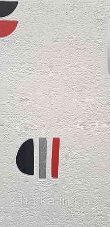 Шпалери вінілові на флізеліні Rasch Clasik 0,53х10 дитячі фігури знаки червоні сірі на білому Київ