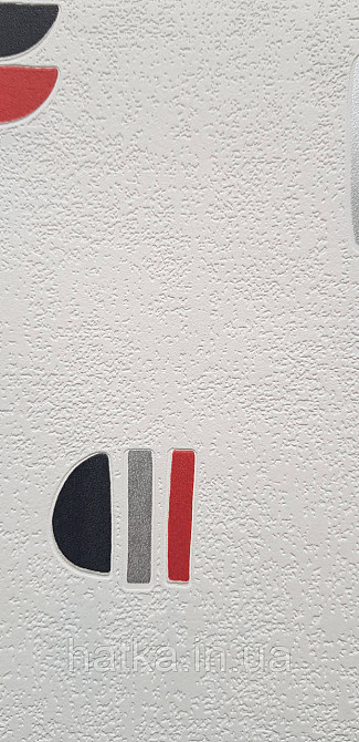 Шпалери вінілові на флізеліні Rasch Clasik 0,53х10 дитячі фігури знаки червоні сірі на білому Київ - фото 3