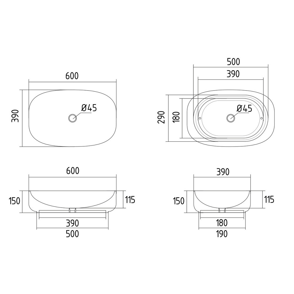 Раковина-чаша Qtap Robin 600x390x150 Matt black QT132143PMBMBN Київ - фото 8