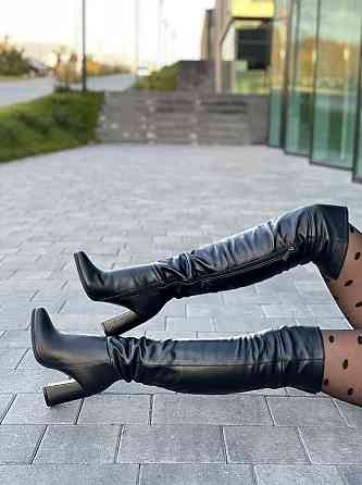 Nivelle Ботфорти жіночі NIVELLE чорні натуральна шкіра висота 50см обхват гомілки 35-37см каблу Коломыя