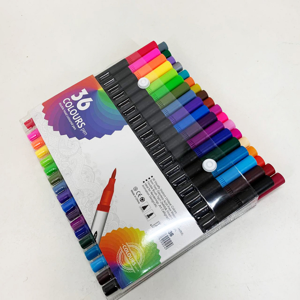 Профессиональный набор 36 шт двухсторонних маркеров линер+кисть с мягкой головкой на водной основе ND-67 Львов - изображение 2