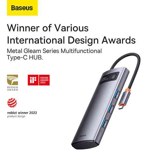USB-хаб Baseus 4-в-1 Metal Gleam Сірий Київ