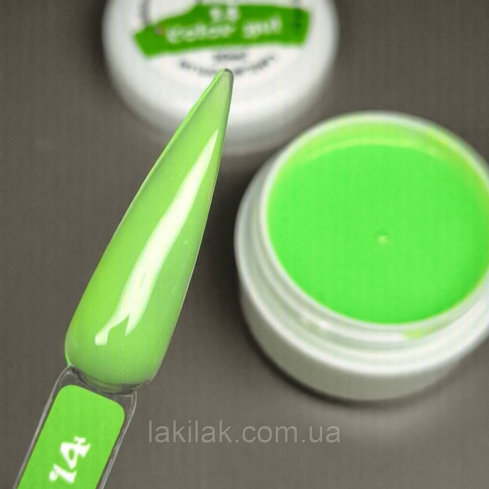 Гель для нарощення нігтів Mi Color Gel 14 (неоново-салатовий) 30мл Херсон - изображение 1