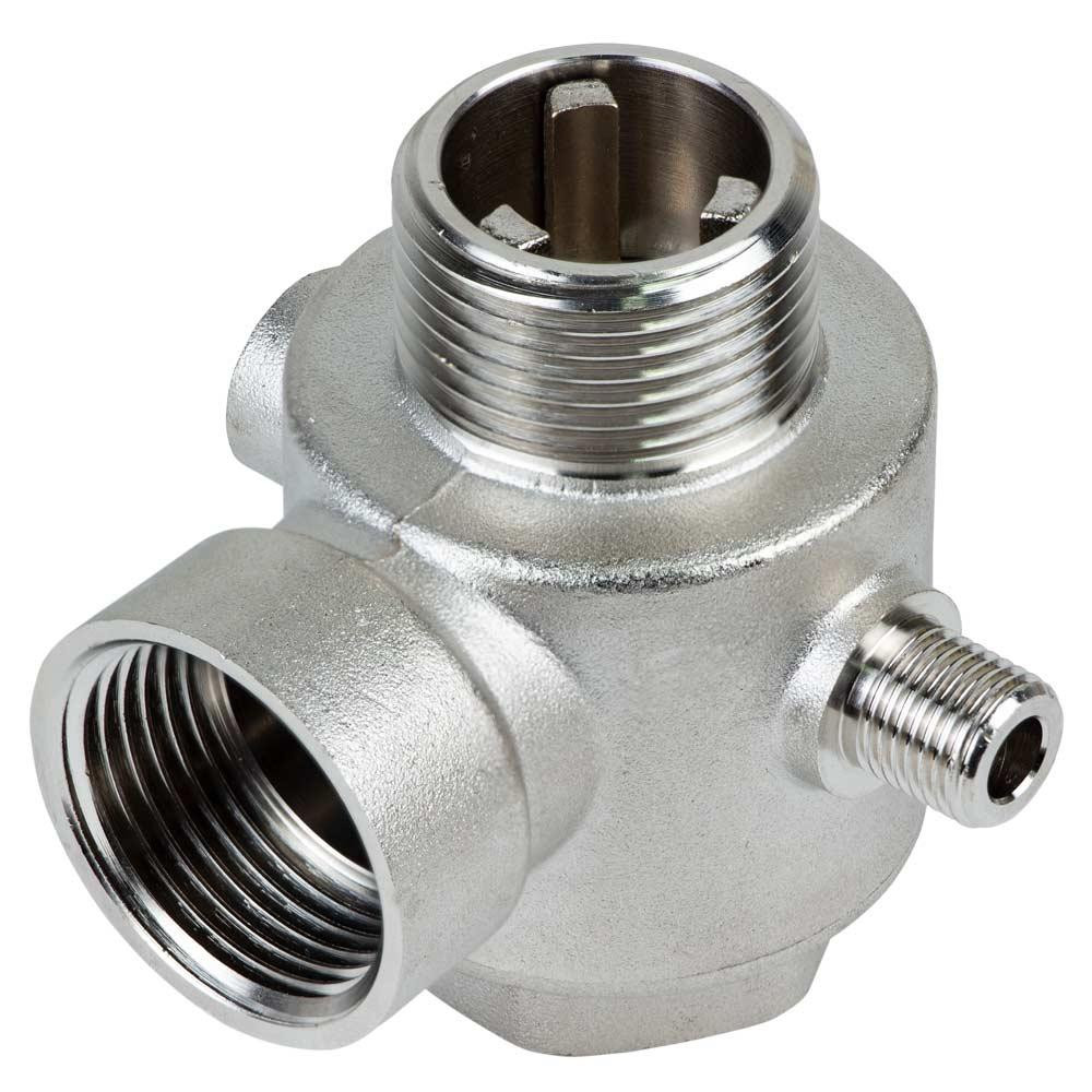 З'єднувач п'ятививідний + зворотний клапан 80 мм M1"×F1"×F1/4"×F1/4" Silver 480 г AQUATICA (779601) Київ - фото 1