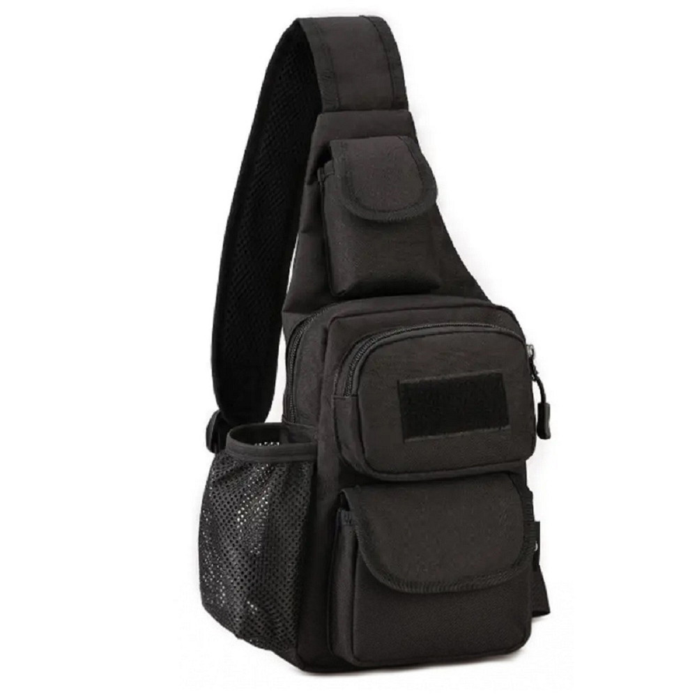 Сумка тактична плечова 40х20 см чорна Київ - фото 1