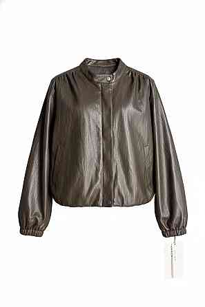 Куртка жіноча Ou Mai 3351 з екошкіри бомбер на блискавці комір-стійка оверсайз коричнева, коричневий, L Київ