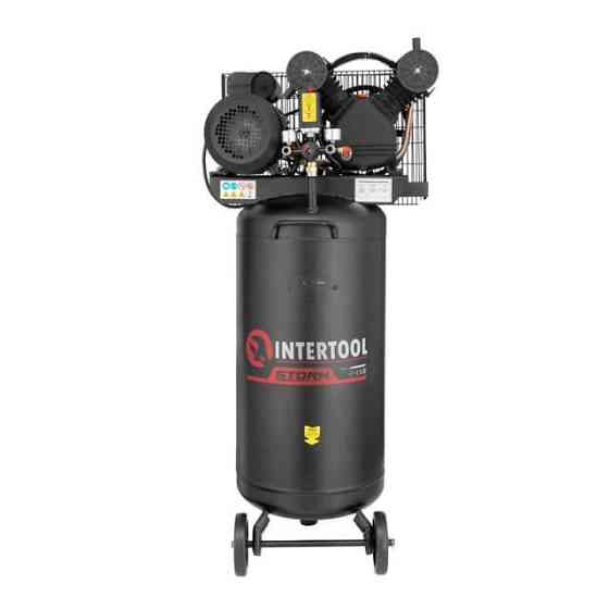 Компресор, 100 л, вертикальний, 3,0 кВт, 220 В, 10 атм, 500 л/хв, 2 циліндри, 83 дБ INTERTOOL PT-0017 Киев