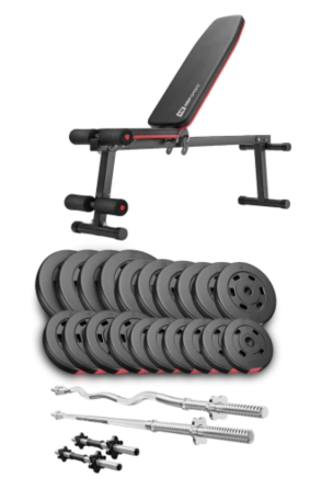 Набір Hop-Sport Premium 105кг з лавою HS-1010 Pro, штангами та гантелями Київ