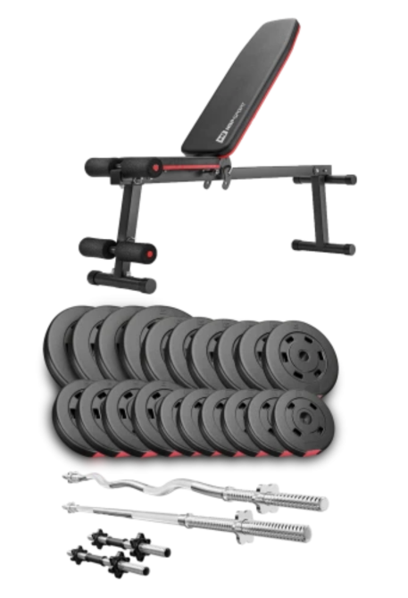Набір Hop-Sport Premium 105кг з лавою HS-1010 Pro, штангами та гантелями Київ - фото 1