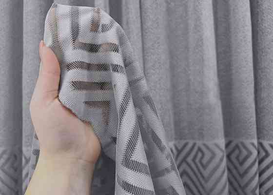 Тюль VR-Textil 1995т Жаккард Ромб Меандр Серый 400х270 см (42-1043) Киев