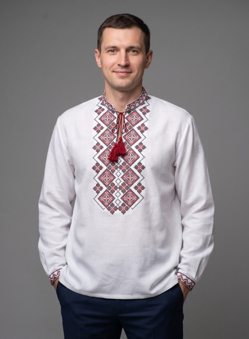 Чоловіча сорочка-вишиванка у святковому стилі на білому полотні. Київ - фото 3