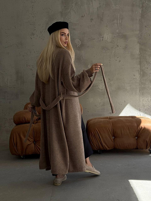 Жіночий затишний оверсайз кардиган із поясом альпака Моко Одеса - фото 3