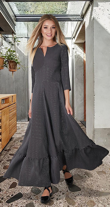 Плаття з оборкою в смужку (42) Київ - фото 1