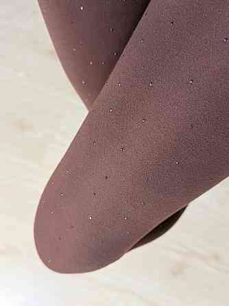 Лосины женские Cio 128 с россыпью камней бифлекс широкий пояс коричневые, коричневый, S Киев