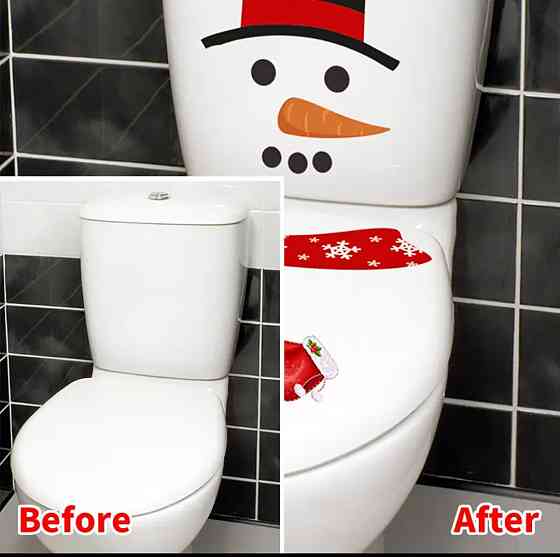 Новорічна наклейка Сніговик з капелюхом для ванної кімнати 26 на 43 см білий Київ