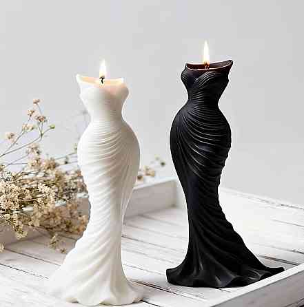 Силіконовий молд свічка вечірня сукня 3D, форма плаття для свічок гіпсу епоксидної смоли Київ
